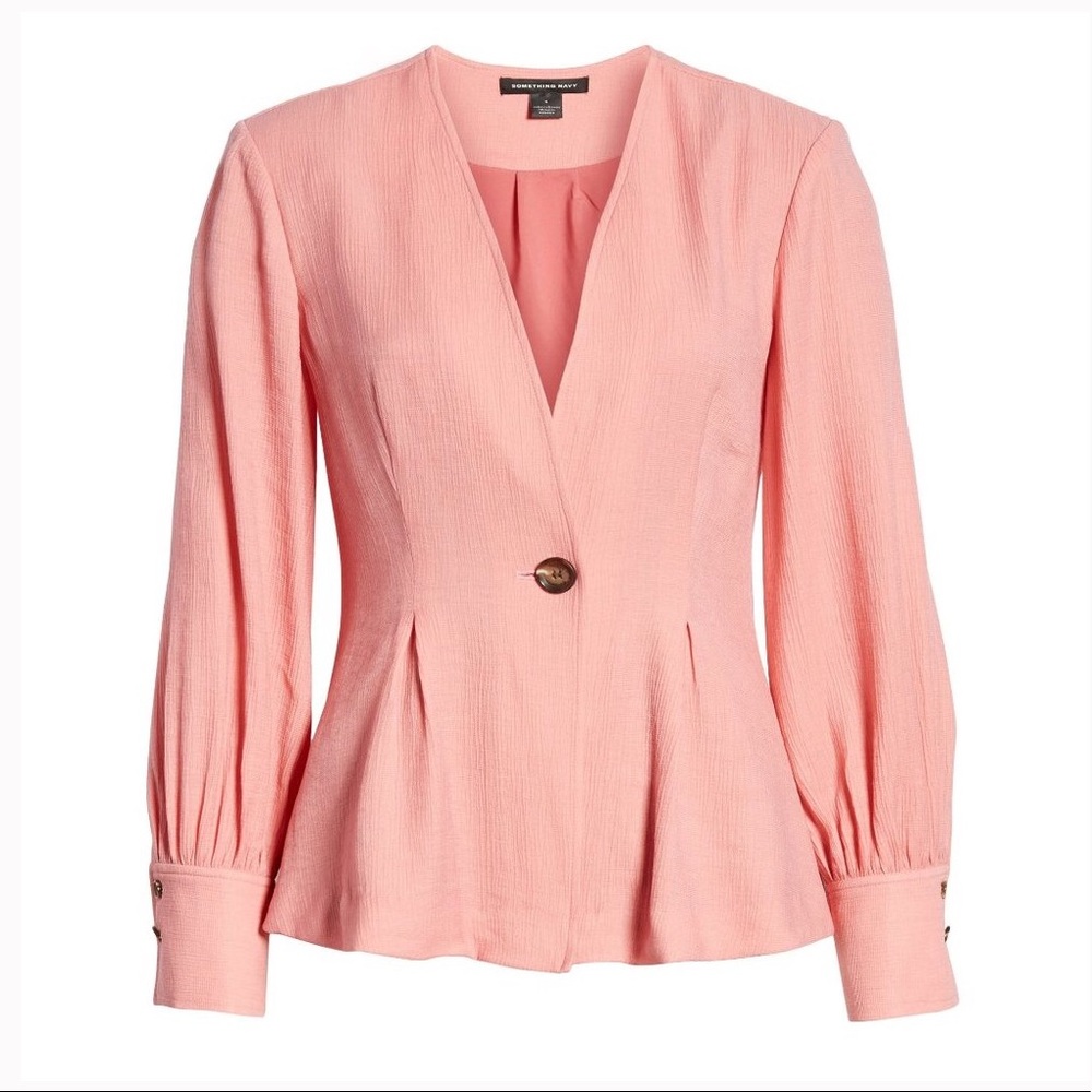 Something Navy Nordstrom pink suit blouse L